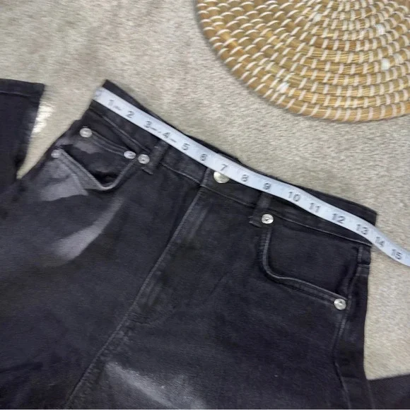 Zara Split Hem Slim Jeans Black High-Rise Full Length Straight Leg Size 6 - Picture 13 of 16